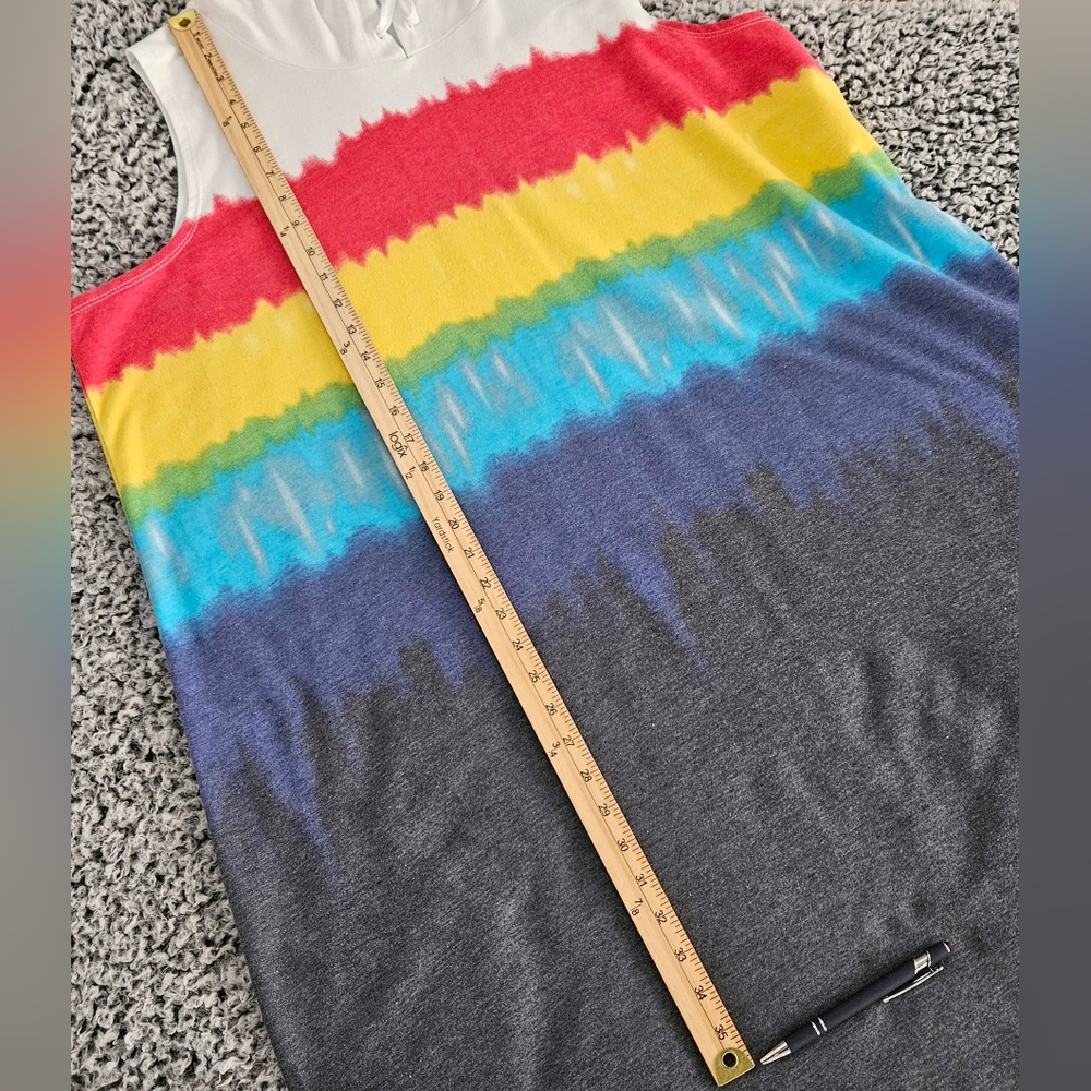 Lane Bryant LIVI Tie-Dye Rainbow Dress 22/24 Sleeveless Hooded Knit Cover Up 3XL - Picture 11 of 12